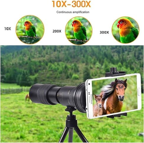 4K 10-300 × 40 مم تلسكوب أحادي الفرق مع حامل الهواتف الذكية وترايبود - مثالي لمشاهدة الطيور والسفر في الهواء الطلق in Kuwait