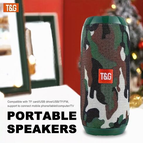 T&G Portable Bluetooth Speaker, IPX4 Waterproof Wireless Speaker with Subwoofer, Stereo Pairing – TG117 Camouflage in Kuwait