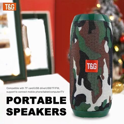 T&G Portable Bluetooth Speaker, IPX4 Waterproof Wireless Speaker with Subwoofer, Stereo Pairing – TG117 Camouflage in Kuwait