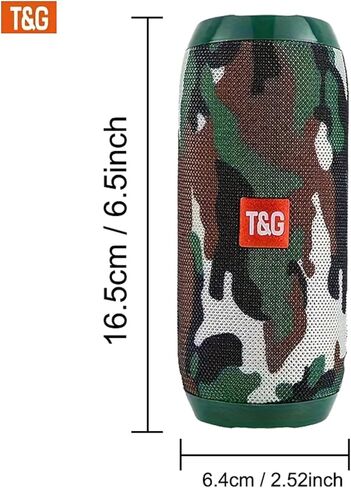 T&G Portable Bluetooth Speaker, IPX4 Waterproof Wireless Speaker with Subwoofer, Stereo Pairing – TG117 Camouflage in Kuwait