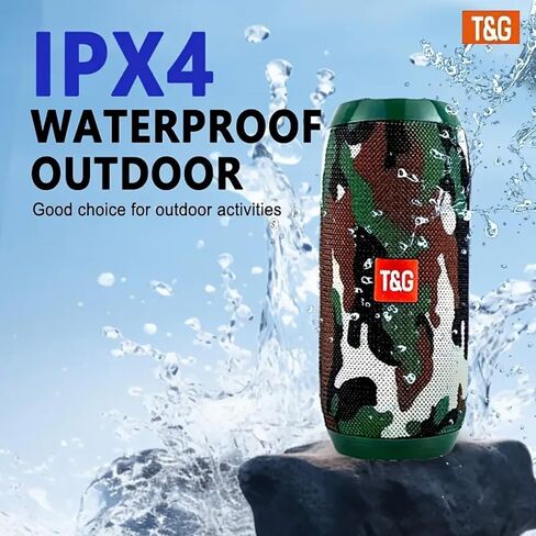 T&G Portable Bluetooth Speaker, IPX4 Waterproof Wireless Speaker with Subwoofer, Stereo Pairing – TG117 Camouflage in Kuwait
