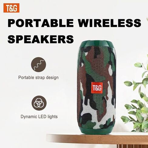 T&G Portable Bluetooth Speaker, IPX4 Waterproof Wireless Speaker with Subwoofer, Stereo Pairing – TG117 Camouflage in Kuwait