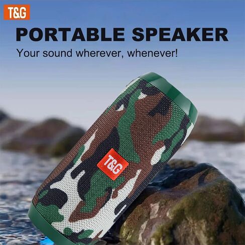 T&G Portable Bluetooth Speaker, IPX4 Waterproof Wireless Speaker with Subwoofer, Stereo Pairing – TG117 Camouflage in Kuwait