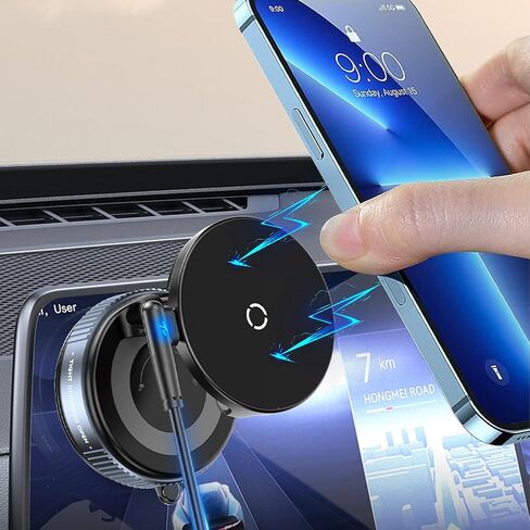 Spinning Vacuum Magnetic Phone Holder 15W Fast Wireless Charger for All Smartphones & All Car Models Holds Like Glue on Bumpy Roads! FCC Certified car Phone Mount Magnetic in Saudi Arabia