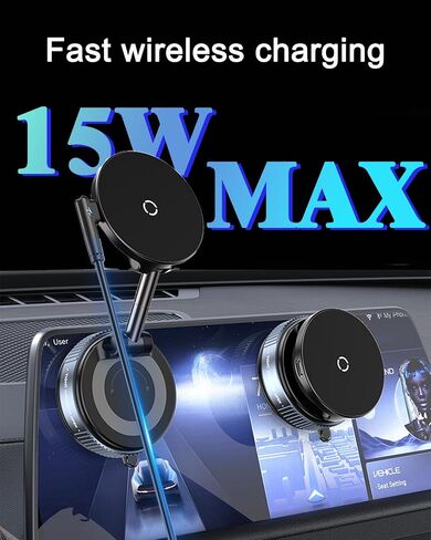 Spinning Vacuum Magnetic Phone Holder 15W Fast Wireless Charger for All Smartphones & All Car Models Holds Like Glue on Bumpy Roads! FCC Certified car Phone Mount Magnetic in Saudi Arabia