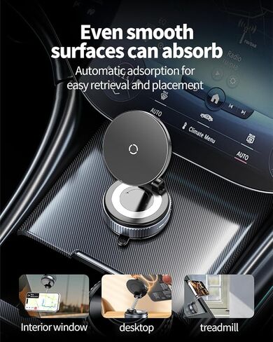 Spinning Vacuum Magnetic Phone Holder 15W Fast Wireless Charger for All Smartphones & All Car Models Holds Like Glue on Bumpy Roads! FCC Certified car Phone Mount Magnetic in Saudi Arabia