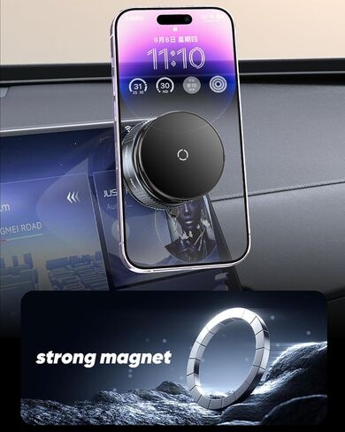 Spinning Vacuum Magnetic Phone Holder 15W Fast Wireless Charger for All Smartphones & All Car Models Holds Like Glue on Bumpy Roads! FCC Certified car Phone Mount Magnetic in Saudi Arabia