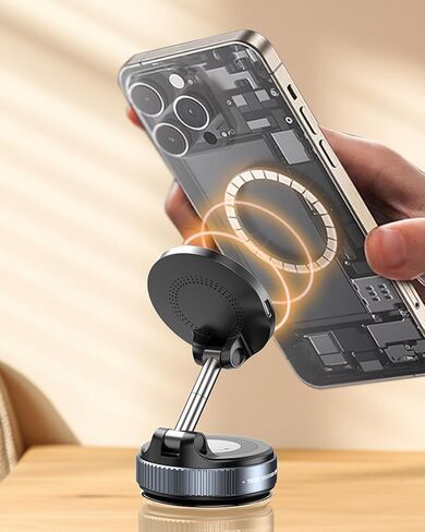 Spinning Vacuum Magnetic Phone Holder 15W Fast Wireless Charger for All Smartphones & All Car Models Holds Like Glue on Bumpy Roads! FCC Certified car Phone Mount Magnetic in Saudi Arabia