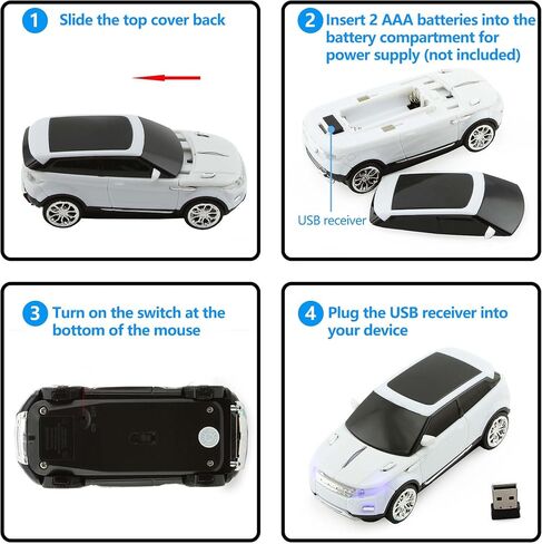 الماوس اللاسلكي ، شكل سيارة باردة ، ألعاب مريحة ، صامتة للمكتب اللاسلكي ، فئران USB للمكتب اللاسلكي الصامت للبنين ، هدية الطالب مع جهاز استقبال USB ، للكمبيوتر كمبيوتر Macbook كمبيوتر محمول مع 3 أزرار (أسود) in Kuwait