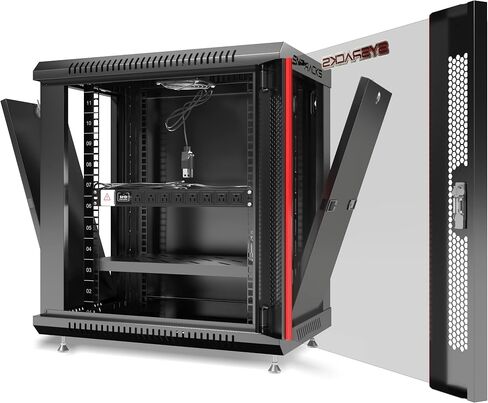 Network Data Cabinet - 12U Rack Mount - Wall Mount IT Rack - Locking - Server Rack - 18-Inch deep Data Rack - Server Rack Cabinet with POWERBAR/Fan/Shelf/FEET/for Servers - A/V – Equipment in Saudi Arabia
