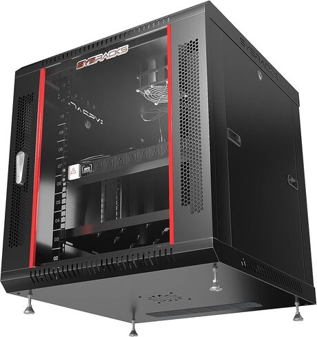 Network Data Cabinet - 12U Rack Mount - Wall Mount IT Rack - Locking - Server Rack - 18-Inch deep Data Rack - Server Rack Cabinet with POWERBAR/Fan/Shelf/FEET/for Servers - A/V – Equipment in Saudi Arabia