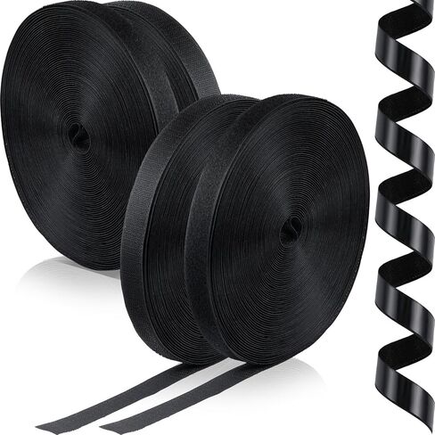 Maitys 4 Rolls 2 Inch x 82 Feet Hook and Loop Strips with Adhesive Glue Double Sided Tape Bulk Sticky Hook and Loop Tape Interlocking Nylon Fabric Strips Multipurpose Back Fastener, Black in Saudi Arabia