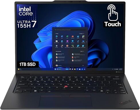 Lenovo Gen 12 ThinkPad X1 Carbon Laptop with Intel Ultra 7 155U Processor, 14" WUXGA 100% sRGB Non-Touch Display, 32GB 6400MHz RAM, 512GB Gen4 Performance SSD, FHD+ IR+ RGB Camera, and Windows 11 Pro in Kuwait