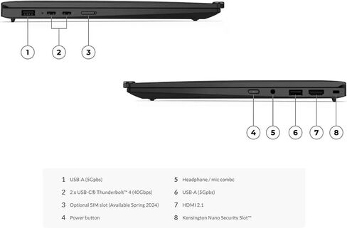 Lenovo Gen 12 ThinkPad X1 Carbon Laptop with Intel Ultra 7 155U Processor, 14" WUXGA 100% sRGB Non-Touch Display, 32GB 6400MHz RAM, 512GB Gen4 Performance SSD, FHD+ IR+ RGB Camera, and Windows 11 Pro in Kuwait