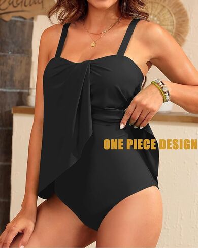Tempt Me Women's One Piece Swimsuit Vintage Off Shoulder Ruffled Bathing Suits in Kuwait