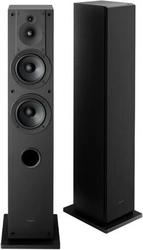 Sony SS-CS3M2 3-Way Floorstanding Single Speaker System with Hi-Res Audio with Super Tweeter (Black) and Accessories Bundle (4 Items) in Saudi Arabia
