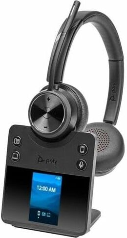 Poly Poly Savi 7420 Office Stereo DECT 1920-1930 MHz Headset - Stereo - Wireless - Bluetooth/DECT 6.0-590 ft - 20 Hz to 20 kHz - Over-The-Head, On-Ear - Binaural - Noise Cancelling Microphone - Blac in Saudi Arabia