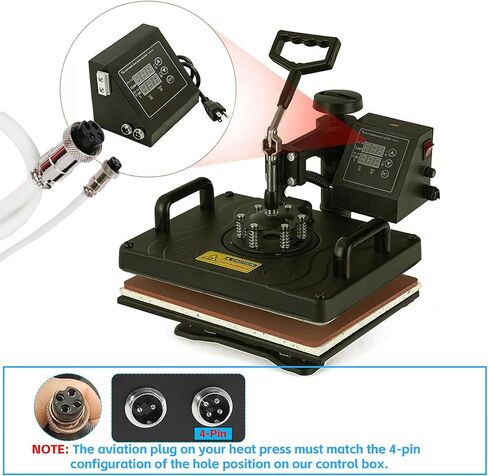 K Type Heat Press Control Box,Replacement Parts for 15x15 Heat Press with Replaceable Fuse,Temperature Time Controller,Heat Press Control Box for T Shirts、Mug、Cup,1400W,Pre-Purchase Consultation in Kuwait