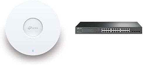 TP-Link EAP610 Ultra-Slim Wireless Access Point for Business | Omada True Wi-Fi 6 AX1800 | Seamless Roaming + TP-Link TL-SG2428P | Jetstream 24 Port Gigabit Smart Managed PoE Switch | 24 PoE+ Ports in Saudi Arabia