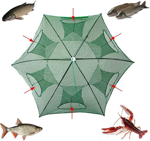 Zkenyao-net الصيد الأسماك بالكامل تلقائيًا صيدًا قابلاً للطي ، حفر شبكات Crab في الهواء الطلق ، صيد الأسماك ، شبكة مغناطيسية ، مواد (اللون: أخضر) in Kuwait