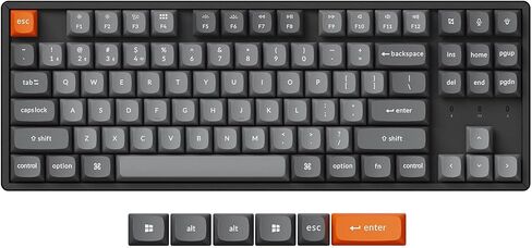 Keychron K8 Max QMK لوحة مفاتيح ميكانيكية مخصصة مخصصة ، TKL الساخن TKL 80 ٪ تخطيط Bluetooth/2.4G/USB-C قابلة للبرمجة ، إطار ألومنيوم Super Brown Switch NKRO Maming لوحة مفاتيح Mac/Windows in Saudi Arabia