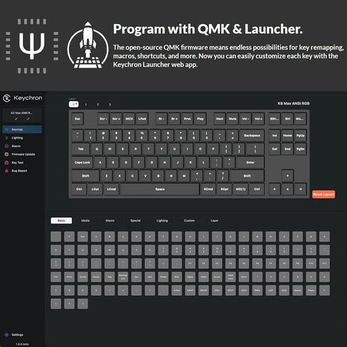 Keychron K8 Max QMK لوحة مفاتيح ميكانيكية مخصصة مخصصة ، TKL الساخن TKL 80 ٪ تخطيط Bluetooth/2.4G/USB-C قابلة للبرمجة ، إطار ألومنيوم Super Brown Switch NKRO Maming لوحة مفاتيح Mac/Windows in Saudi Arabia