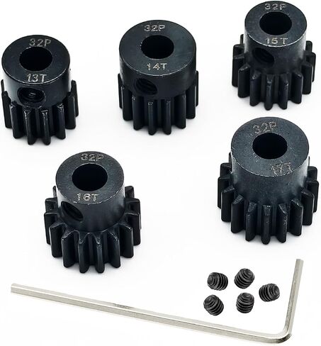 5-Pack Steel Metal 32P 5mm Pinion Motor Gear Sets 13T 14T 15T 16T 17T Compatible with HPI Kyosho Losi Axial Tamiya 1/8 1/10 RC Car Monster Truck Buggy in Kuwait