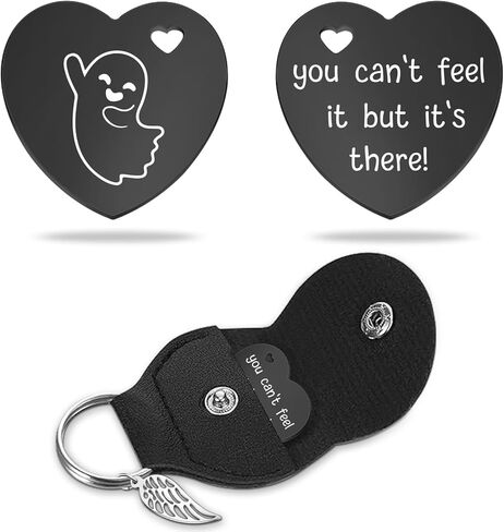 Lasimfa Pocket Hug Whenever You Find Yourself Doubting Black Stainless Steel Double-Sided Heart Shaped Token with Leather Bag Recovery Gifts Teen Boys Girls Sobriety Inspirational Gifts for Women Men in Kuwait