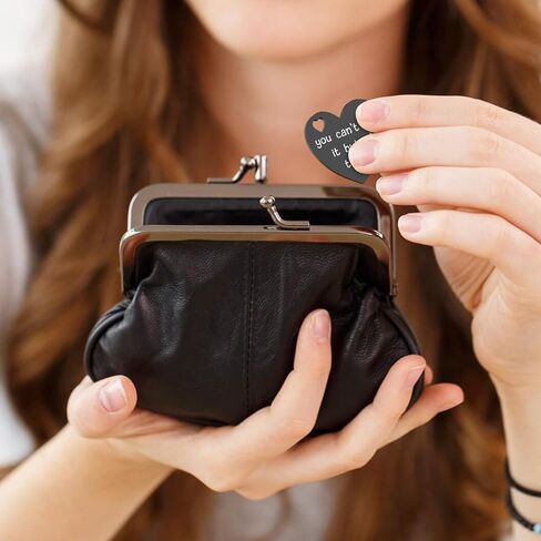 Lasimfa Pocket Hug Whenever You Find Yourself Doubting Black Stainless Steel Double-Sided Heart Shaped Token with Leather Bag Recovery Gifts Teen Boys Girls Sobriety Inspirational Gifts for Women Men in Kuwait