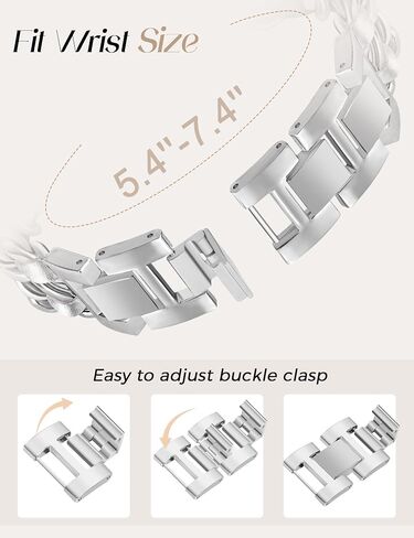 Silver Metal Band with Charms Women 20mm Adjustable Double Chain Watch Strap Compatible with Samsung Galaxy Watch 7/6/5/4/Active 2/4 6 Classic/5 Pro/FE 40mm 42mm 43mm 44mm 45mm 46mm 47mm in Saudi Arabia