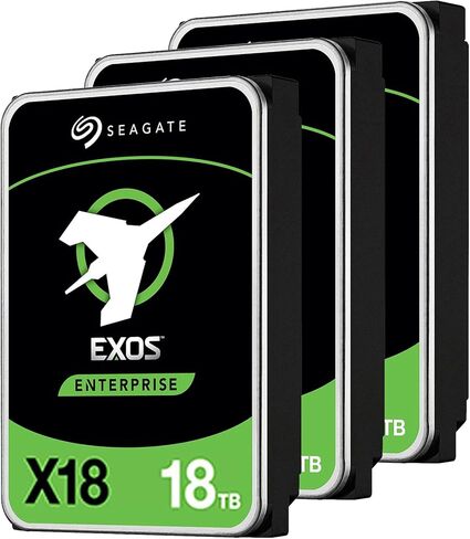 Seagate Exos X18 54TB Enterprise HDD (18TB x 3)– CMR 3.5 Inch Hyperscale SATA 6Gb/s, 7200 RPM, 512e and 4Kn FastFormat, Low Latency, Crypto Chia Mining - ST18000NM000J (Renewed) in Saudi Arabia