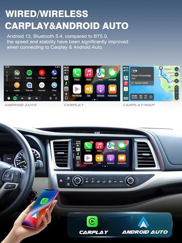 5G WiFi (6) سيارة راديو تويوتا هايلاندر 2014-2019 ، Android13/Wireless Carplay/Android Auto/Touch Screen/GPS Cameraging/Bluetooth/FM/HD (2ram+64rom) in Kuwait