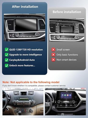 5G WiFi (6) سيارة راديو تويوتا هايلاندر 2014-2019 ، Android13/Wireless Carplay/Android Auto/Touch Screen/GPS Cameraging/Bluetooth/FM/HD (2ram+64rom) in Kuwait