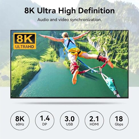 KVM Switch 2 شاشات 4 أجهزة الكمبيوتر 4K 120Hz DisplayPort USB 3.0 Switcher لـ 4 PC Share Mouse (AU Power Adapter) in Saudi Arabia