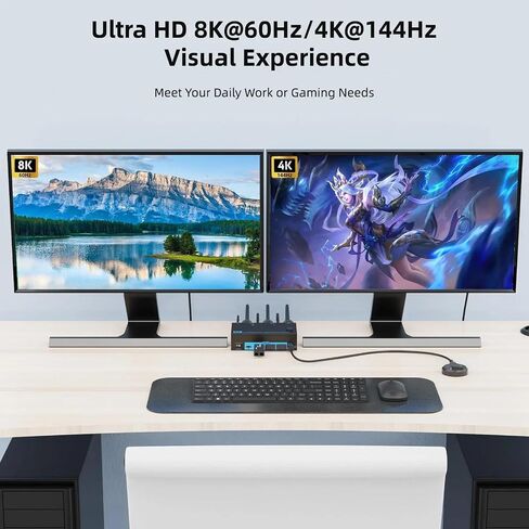 8K HDMI 2.1 شاشة مزدوجة KVM Switch 2 مراقب 2 أجهزة الكمبيوتر USB 3.0 2 في 2 مفاتيح KVM (محول الطاقة في المملكة المتحدة) in Saudi Arabia