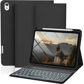 بالنسبة إلى حالة iPad Air 11 بوصة مع لوحة المفاتيح (M3/M2 ، 2025/2024) ، 7 ألوان غطاء لوحة مفاتيح لاسلكية قابلة للفصل مع حامل قلم رصاص ، لجيل iPad Air 5/4th ، الوردي in Kuwait