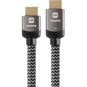 Monoprice Active High Speed HDMI Cable, 4K@60Hz, 18Gbps, HDR, 26AWG, YUV 4:4:4, HDCP 2.2, Braided Jacket, CL3, 30 Feet, Gray - Luxe Series in Kuwait
