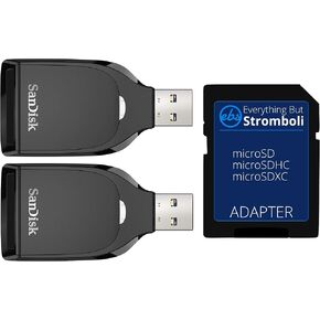 SanDisk Memory Card Reader (2 Pack) SD UHS-I Card Reader for SD/SDHC/SDXC Cards with USB 3.0 for Computers and Laptops (SDDR-C531-GNANN) Bundle with (1) Everything But Stromboli MicroSD to SD Adapter in Kuwait