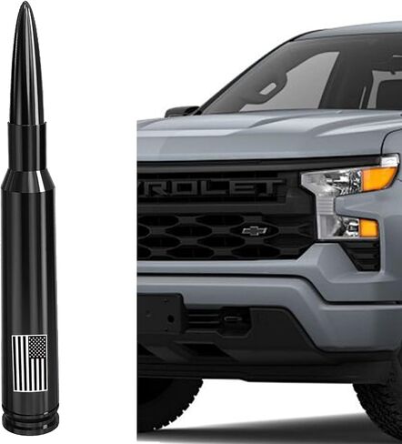 Car Truck Bullet Attenna-America Style ، Carwash Safe for GM Chevy Silverado GMC Sierra 1500 2500 3500 HD Avalanche Pickup Truck (أسود) تصميم سرقة in Kuwait