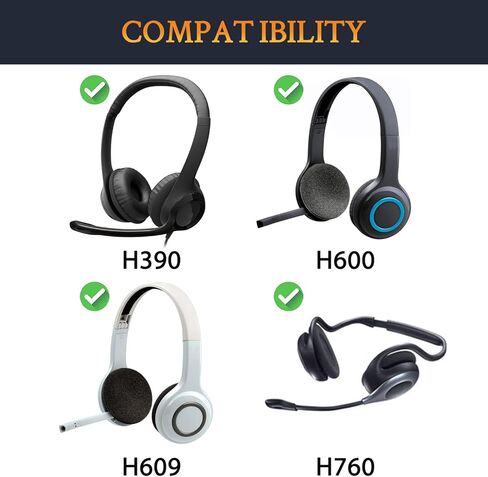 Soulwit Cooling Gel Aypads استبدال Logitech H390 H600 H609 H760 سماعات الرأس اللاسلكية ، وسائد وسادات الأذن مع رغوة عزل الضوضاء ، وسمك إضافي - أسود in Kuwait