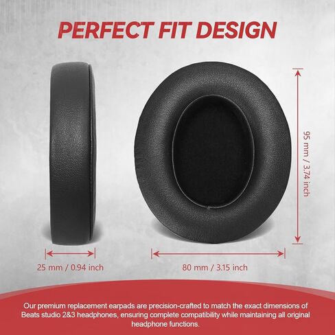 Aurivor Replacement Ear Pads Cushions for Beats Studio 2 & 3 (B0501, B0500) Wireless & Wired Headphones, Earpads Covers with Premium Protein Leather, Softer Memory Foam, Stronger Adhesive(Red) in Saudi Arabia