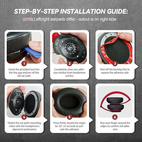 Aurivor Replacement Ear Pads Cushions for Beats Studio 2 & 3 (B0501, B0500) Wireless & Wired Headphones, Earpads Covers with Premium Protein Leather, Softer Memory Foam, Stronger Adhesive(Red) in Saudi Arabia