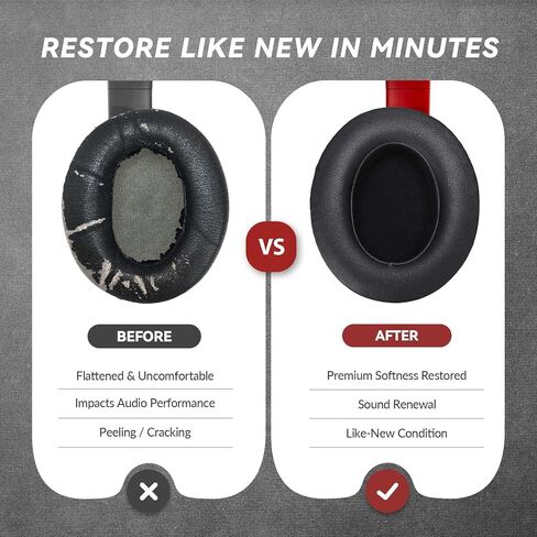Aurivor Replacement Ear Pads Cushions for Beats Studio 2 & 3 (B0501, B0500) Wireless & Wired Headphones, Earpads Covers with Premium Protein Leather, Softer Memory Foam, Stronger Adhesive(Red) in Saudi Arabia