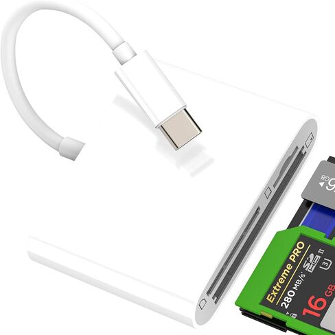 USB C to SD Micro SD CF Card Reader(3in1)for Apple iPhone 16 Pro Max MacBook Digital Camera TF Memory Adapter for iPad Flash Drive Stick Photo Data Transfer Slot Dongle Compatible for Samsung Android in Kuwait