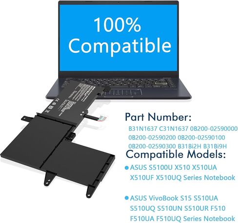 B31N1637 C31N1637 استبدال بطارية الكمبيوتر المحمول لكتاب ASUS VIVO X510 X510UAR X510UA X510UF X510UQ S15 S510UA S510UF S510UR S510UR S510U 11.52V 42WH in Saudi Arabia