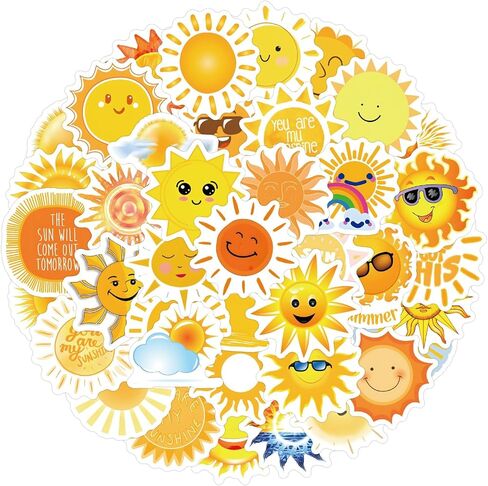 60pcs Sunshine Stickers - Vinyl Waterproof Cute Sun Stickers for Water Bottle, Journal, Laptop, Luggage, Scrapbook, Party Favors, Sunshine Gifts, Birthday Party Decoration in Saudi Arabia