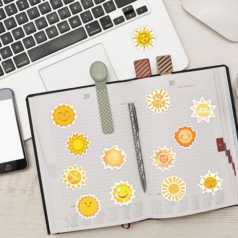 60pcs Sunshine Stickers - Vinyl Waterproof Cute Sun Stickers for Water Bottle, Journal, Laptop, Luggage, Scrapbook, Party Favors, Sunshine Gifts, Birthday Party Decoration in Saudi Arabia