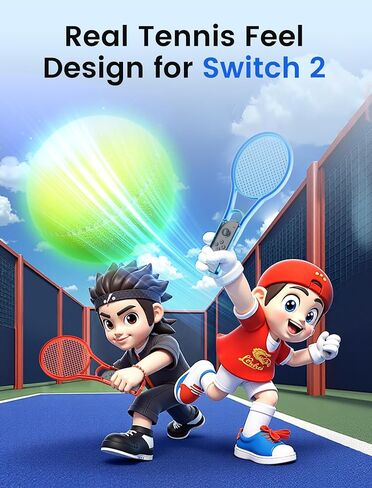 Weotoo Tennis مضرب متوافق مع Nintendo Switch 2 (2025) Controller Joycon ، Handle Grip Holder لـ Mario Tennis Aces أو Tennis Sports ، إكسسوارات اللعبة الأزرق/البرتقالي in Saudi Arabia