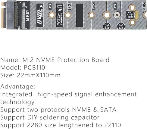 for M.2 NVME Extend for Protection Card 2280 to 22110 SSD DIY Power-Off for Protection Plate Protection Plates for Vest in Kuwait