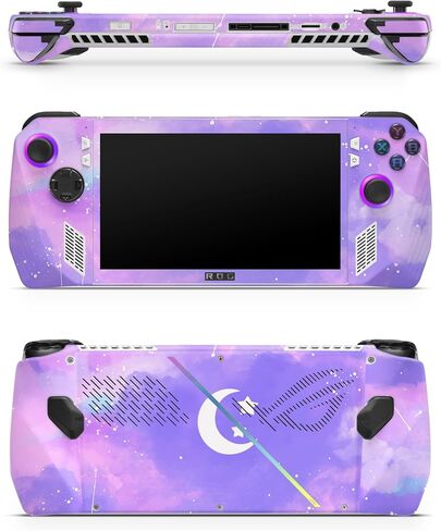 ZOOMHITSKINS Compatible for Asus Rog X (2024) Ally Skin, Pastel Lunar Clouds Cute Violet Lavender Starry Night Lovely Kawaii Anime Sky Sparkling, Durable 3M Vinyl Sticker, Made in The USA in Kuwait
